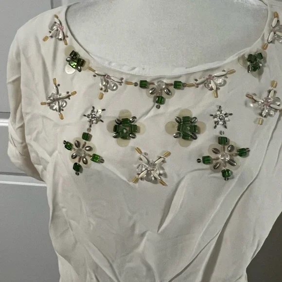 Banana Republic Jewel Neck Relaxed Short Sleeve Blouse - Picture 9 of 12